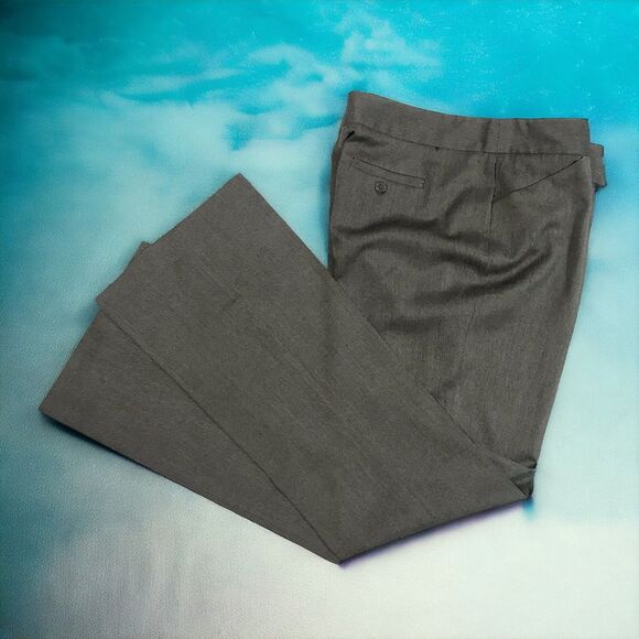 LAUNDRY by Shelli Segal Straight Leg Pants Brown Gray Gabardine Sz 12 - Picture 1 of 6